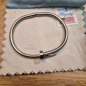 Silver Nail Bracelet with Engraved Logo - Cartier